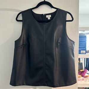 J. Crew Black Sleeveless Faux Leather Top